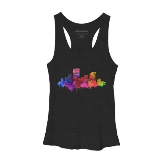 Women's Design By Humans Color Drip City Buildings By hkartist Racerback Tank Top image {2}