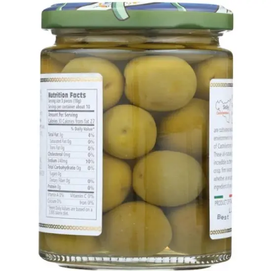 Bono Sicilian Whole Green Castelvetrano Olives - Case of 6/6.4 oz image {2}