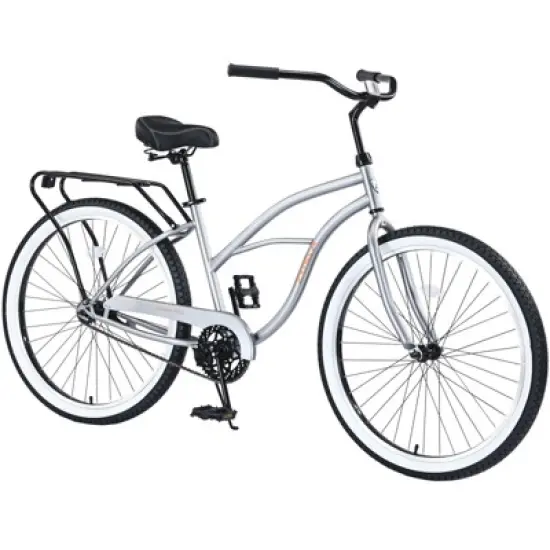 INFURNIC Bicycles Single Speed Beach Cruiser Bike with Steel Frame and Coaster Brake for Men Commuter Riding, Silver Grey, 69.29"*25.98"*39.37" image {5}