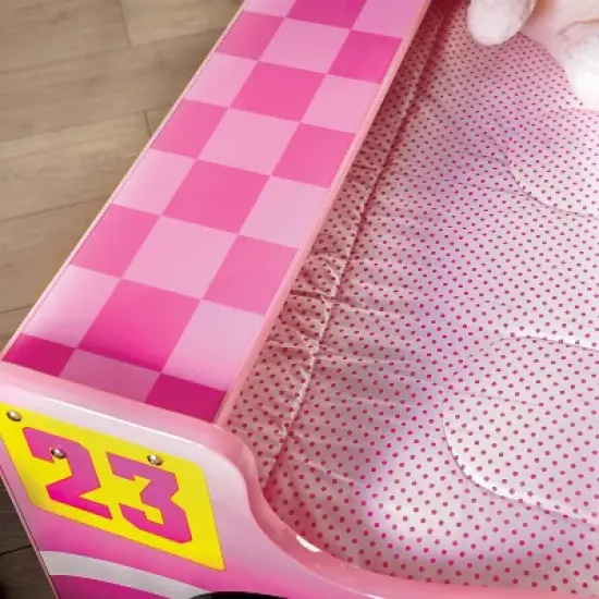 Twin Naglin Racing Car Bed with Led Headlight Pink - HOMES: Inside + Out image {9}