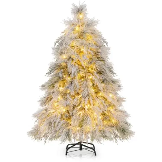 Costway 4.5/6/7 FT Pre-Lit Artificial Christmas Tree with 279/519/743 PVC & Pine Needles & PE Tips image {10}