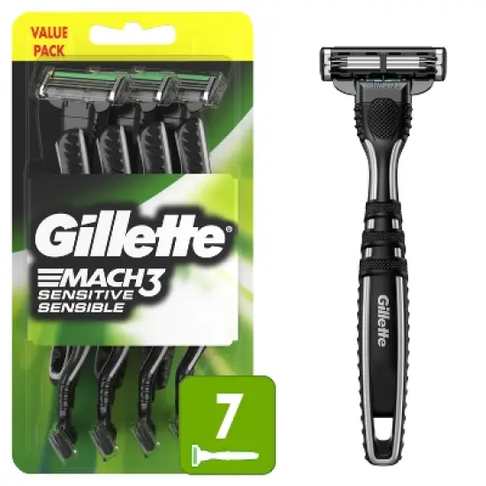 Gillette Mach3 Sensitive Disposable Razors - 7ct image {8}