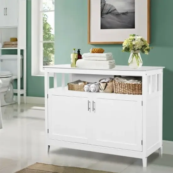 Costway Modern Kitchen Storage Cabinet Buffet Server Table 36" Sideboard Dining Wood White image {3}