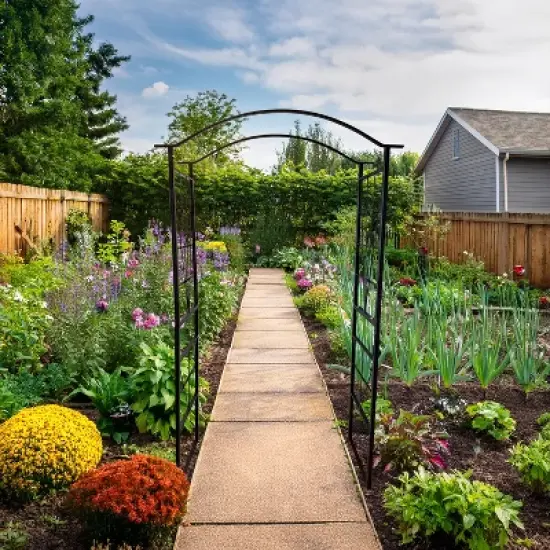 Elegance Garden Arch &ndash; Decorative Black Steel Outdoor Garden Archway (82" H &times; 46" W &times; 17.75" D) image {2}