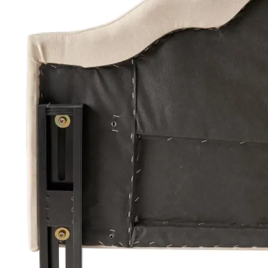 Contemporary Upholstered Headboard with Button Tufted Diamond Stitch & Nailhead Accents, Queen/Full Size Headboard -Christopher Knight Home image {6}