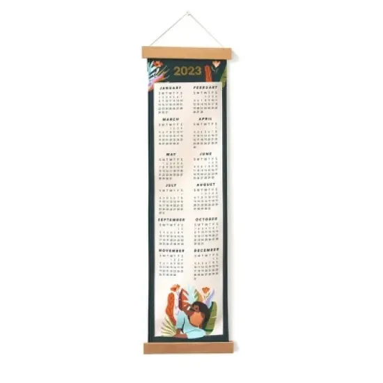 2023 Wall Calendar 7"x24" Dark Teal Green - Be Rooted image {1}