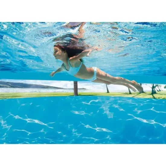 Intex 14' x 42" Clearview Prism Frame Above Ground Pool - Graywood Print: Steel Frame & Vinyl Liner image {4}