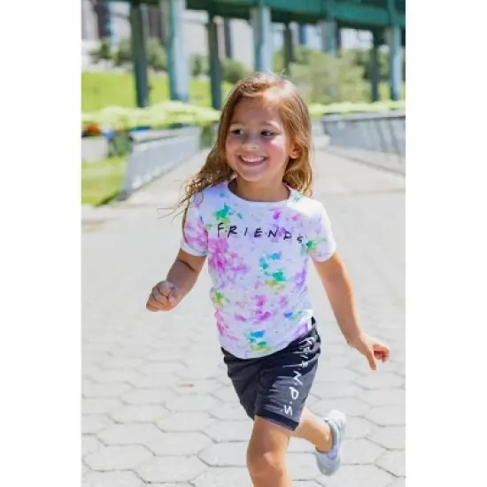 FRIENDS Girls Pajama Shirt and Shorts Sleep Set Little Kid to Big Kid image {4}