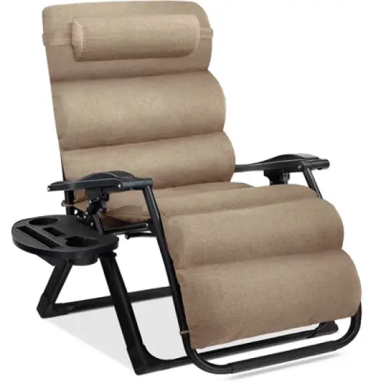 Best Choice Products Oversized Zero Gravity Chair, Folding Recliner w/ Removable Cushion, Side Tray image {10}