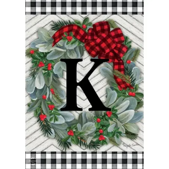 Briarwood Lane Winter Garden Flag 12x18 For Outdoor Winter Wreath Monogram Letter K For Winter Garden Flag Flags For Outside image {4}