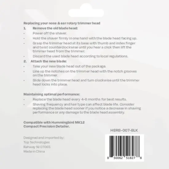 HUMMINGBIRD MK12 QuickSwap Replacement Nose & Ear Rotary Trimmer Heads, Genuine Replacement Blade Head Refill, Easy to Install, 2 Pack image {2}