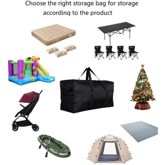 Extra Large Storage Duffle Bag with Zippers and Handles, Black Big Foldable Duffle Bag image {3}