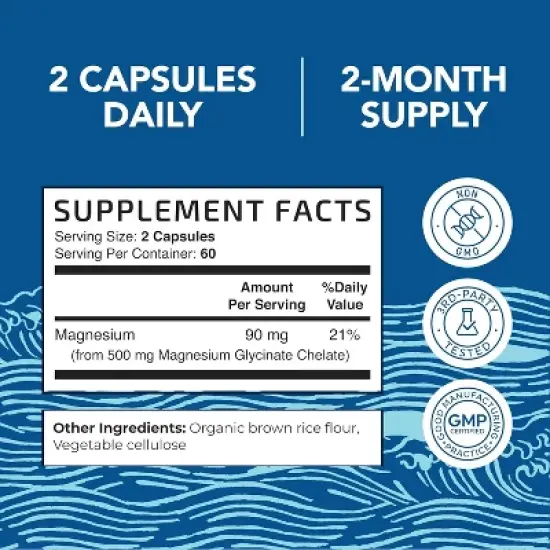 Magnesium Glycinate 500mg Supplement, High Absorption Formula for Sleep, Calm, Muscle Relaxation, Heart, Bone & Nerve Support, Nobi Nutrition image {2}