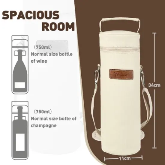 Tirrinia Single Wine Gift Bag, Portable Wine Cooler Bag, Insulated Bottle Carrier Tote, Wine Bag, Wine Lovers Must Haves, Valentine&rsquo;s Day Gift Idea image {2}