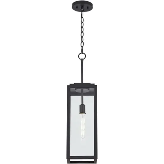 John Timberland Modern Outdoor Hanging Light Fixture Mystic Black 27 1/4" Clear Glass Panel for Exterior Barn Deck House Porch Patio Outside Garage image {4}