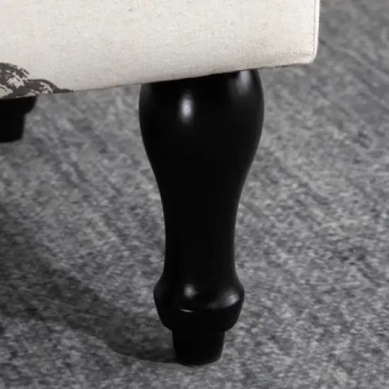 HOMCOM Linen-Touch Upholstered Fabric Ottoman Bench Bed Stool for Bedroom, Entryway, Living Room image {4}