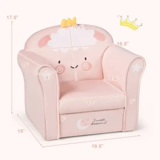 Costway Kids Lamb Sofa Children Armrest Couch Upholstered Chair Toddler Furniture Gift image {1}