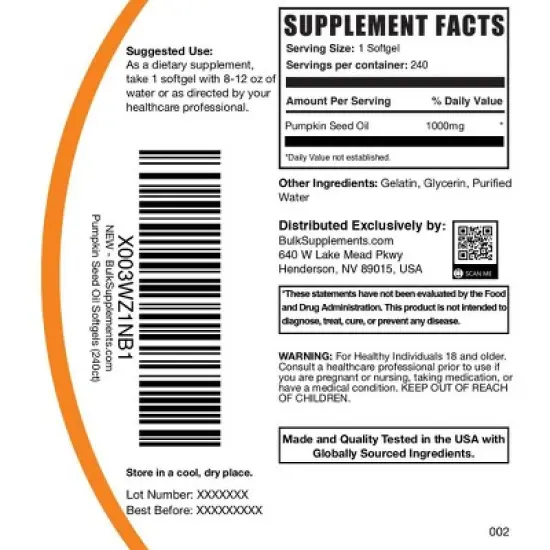 BulkSupplements Pumpkin Seed Oil Softgels image {5}