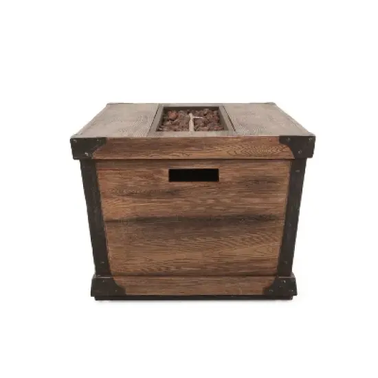 Christopher Knight Home Hampton Outdoor Acacia Wood and Wicker 6 Seater Chat Set with Fire Pit image {11}