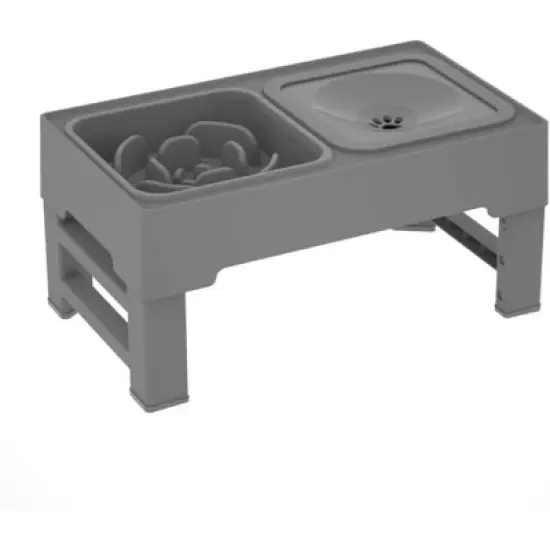 Elevated Dog Bowls, 4-Height Adjustable Raised Feeder Stand for Small Dogs/Puppies/Cats, Stainless Steel, Slow Feeder & No-Spill Water Bowl image {8}
