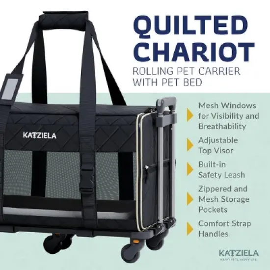 Airline Compliant Quilited Pet Carrier With Wheels image {3}