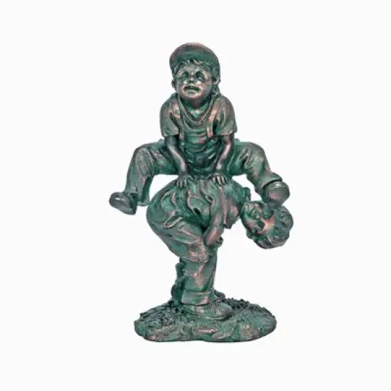 Design Toscano Leap Froggin Playing Boys Garden Statue image {1}