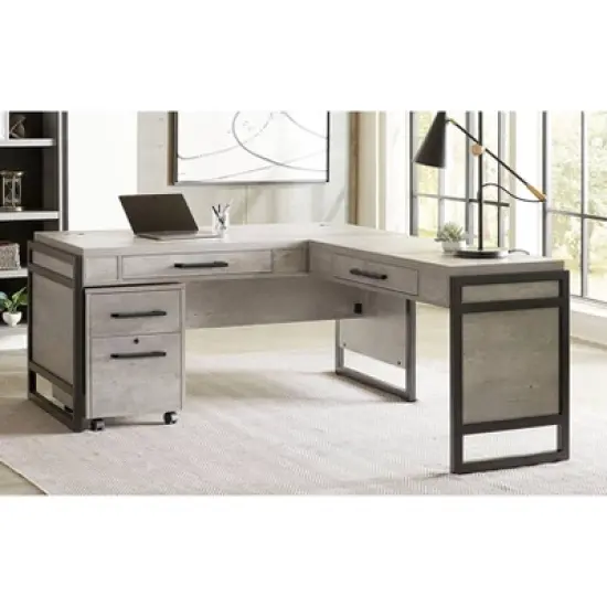 Mason Modern Wood Laminate Open L Desk - Martin Furniture image {9}