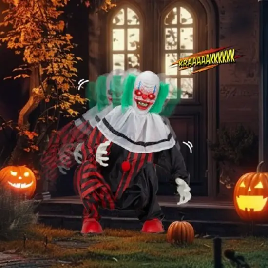 Slickblue Halloween Yard Decoration 2.6FT Tall Clown with Motion Sensor, Light-Up Eyes, and Scary Effects image {3}
