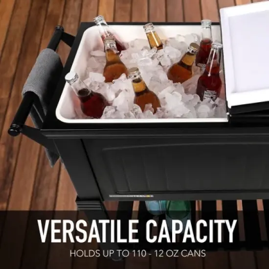 80qt Portable Rolling Patio Cooler with Shelf - Permasteel image {4}