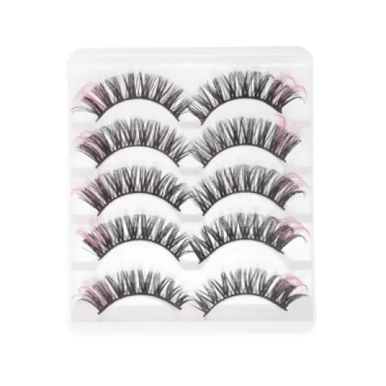Unique Bargains 3D Curly Mixed Color False Eyelashes 5 Pair image {7}