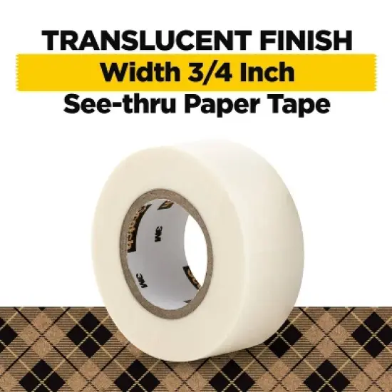 Scotch 2pk Translucent Paper Tape: Stationery & Office Tape, 0.75" Width, 600" Length, 2 Rolls image {3}