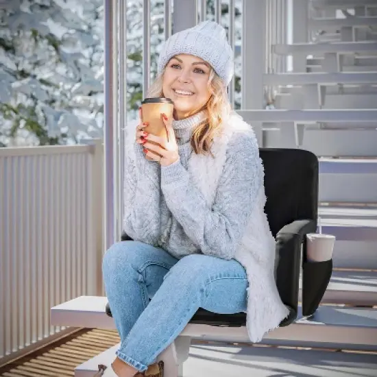 Flash Furniture Malta Portable Heated Reclining Stadium Chair with Armrests, Heated Padded Back & Heated Seat with Dual Storage Pockets and Backpack Straps image {12}