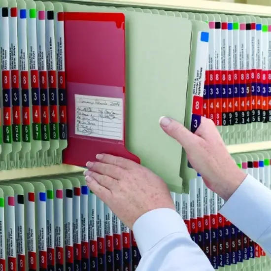 Smead End Tab Pressboard Classification File Folder with SafeSHIELD  Fasteners, 2 Dividers, Gray/Green (26810) image {8}