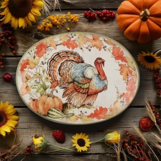 Certified International Autumn Breeze Oval Turkey Serving Platter image {1}