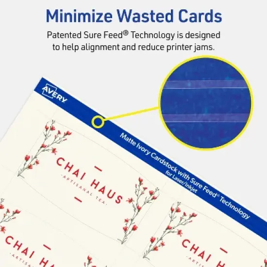 Avery Arched Business Cards, 2" x 3-1/2", Matte Ivory, 200 Total image {6}