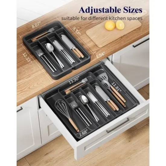 ATTOP Cutlery Drawer Organiser for Kitchen - Adjustable Cutlery Tray for Effortless Utensil Sorting, Versatile Kitchen Storage & Organisation Solution image {4}