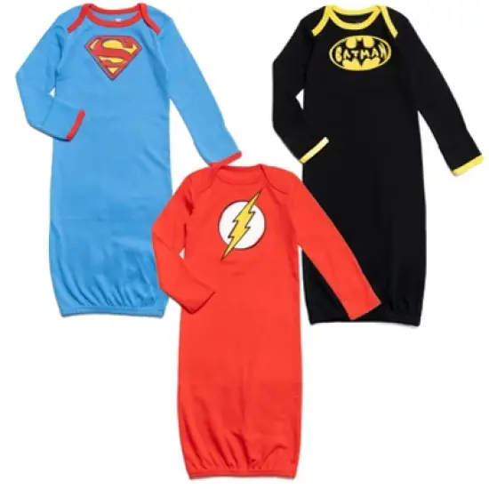 DC Comics Justice League The Flash Superman Batman Baby 3 Pack Sleeper Gowns Newborn  image {7}