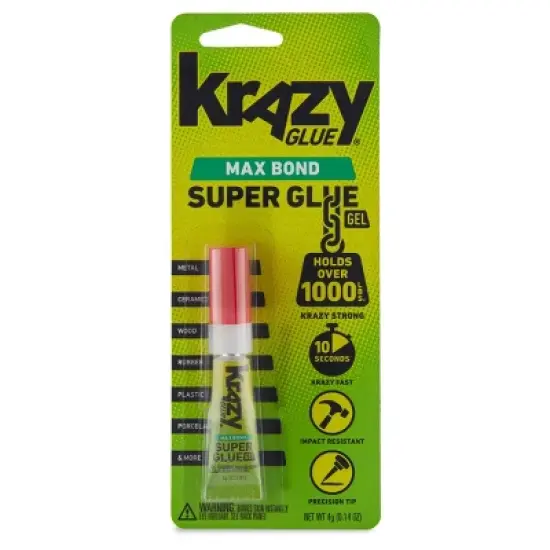 Krazy Glue Maximum Bond Gel Precision Tip Super Glue 4g: Fast Drying, Clear, Works on Metal, Wood, Plastic, Ceramics image {6}