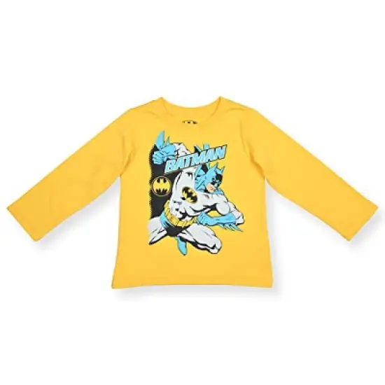 Warner Bros Boy's Batman 3 Piece Coordinates, Graphic Printed Hooded Puffer Vest, Long Sleeve Shirt, and Jogger Pants Set for toddler image {3}