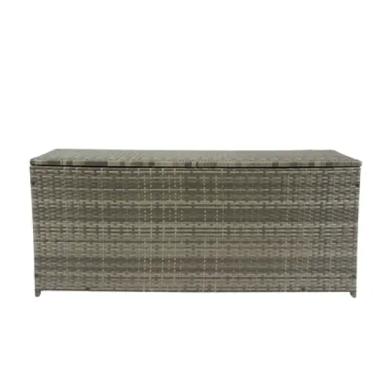 WELLFOR 113 gal Rattan Patio Deck Box Gray image {1}