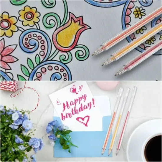 Unique Bargains 0.6mm Tip Gel Ink Rollerball Pens Gold/Silver/White 9 Pcs image {5}