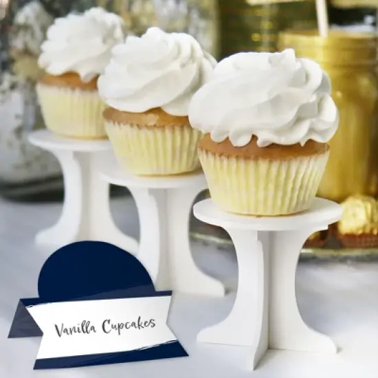 Big Dot of Happiness Navy Blue Elegantly Simple - Guest Party Favors Tent Buffet Card - Table Setting Name Place Cards - Set of 24 image {3}