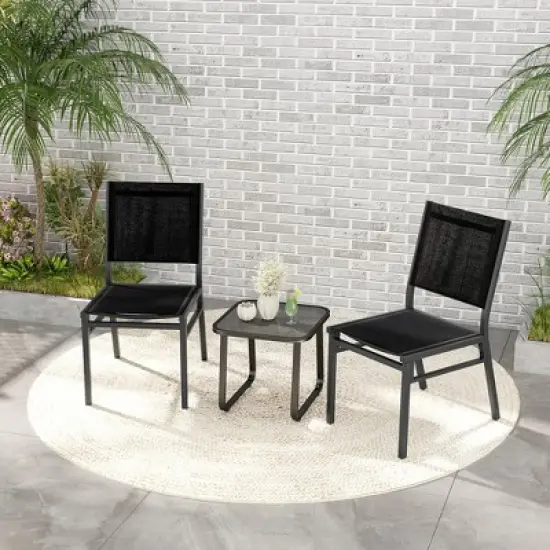 Tangkula Outdoor Dining Chairs w/ Breathable Seat Backrest Heavy-Duty Aluminum Frame image {2}