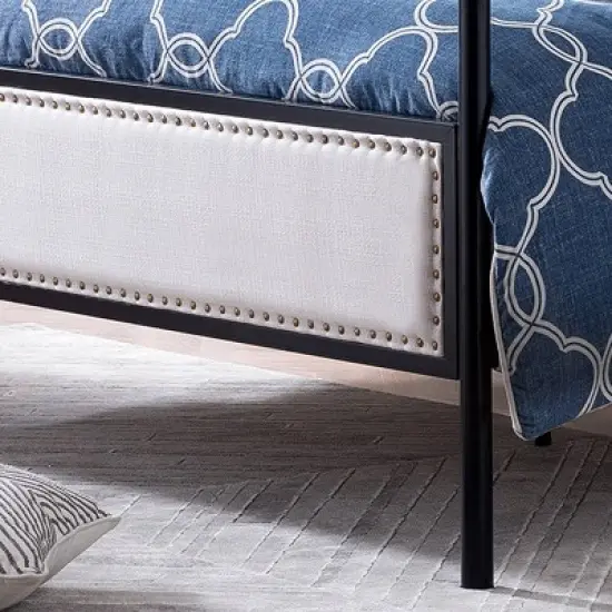 Queen Beechmont Iron Canopy Upholstered Bed - Christopher Knight Home image {3}