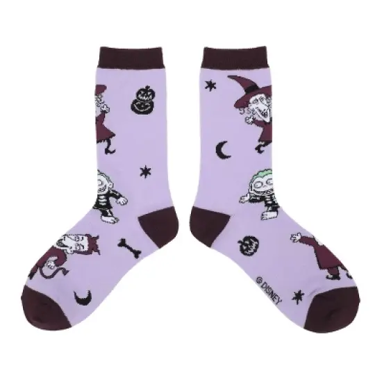 Nightmare Before Christmas Black and Purple Women's Crew Socks image {4}