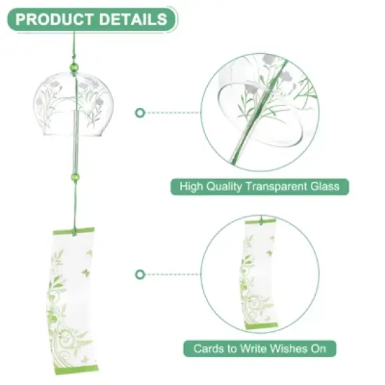 Unique Bargains Handmade Outdoor Garden Decoration Wind Chimes Green Purple 1 Pack image {1}