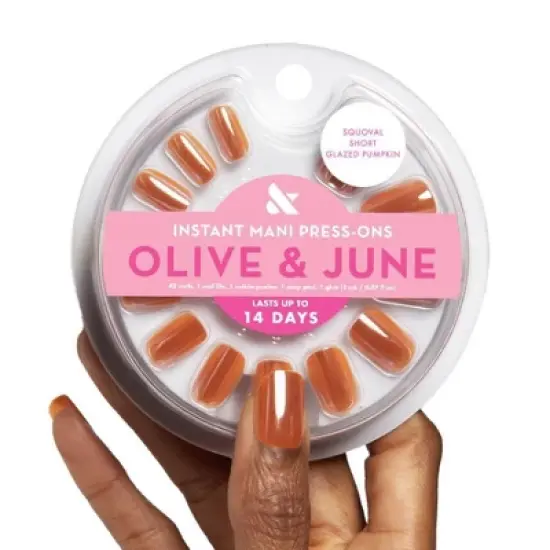 Olive & June Press-On Fake Nails - Squoval Short - Glazed Pumpkin - 42ct image {3}