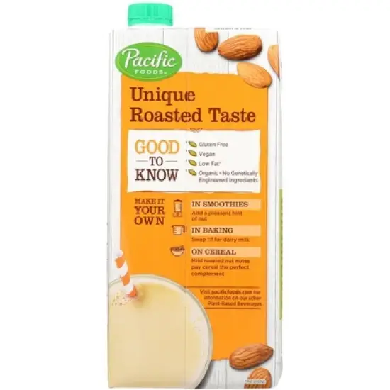Pacific Foods Organic Original Almond Plant-Based Beverage - Case of 12/32 oz image {1}