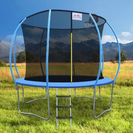 Racxily 10ft Foldable Trampoline for Adults with Handrail - 400lb Capacity Fitness Rebounder for Home Exercise & Cardio Workout image {7}