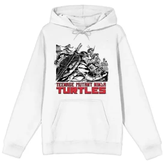 TMNT Turtles Holding Weapons Adult White Graphic Hoodie image {3}